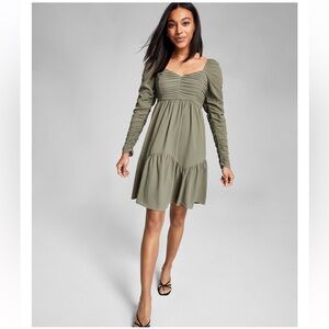And Now This Ruched Fit & Flare Mini Dress